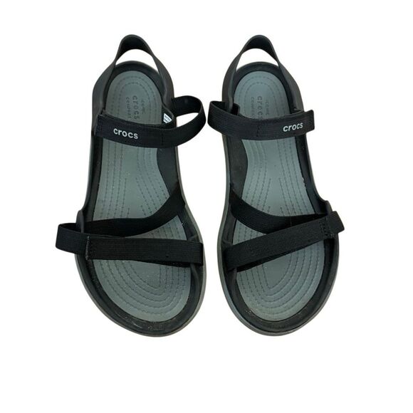 Crocs Swiftwater Webbing Sandals Women’s Size 9 Black Adjustable Straps - Picture 1 of 6